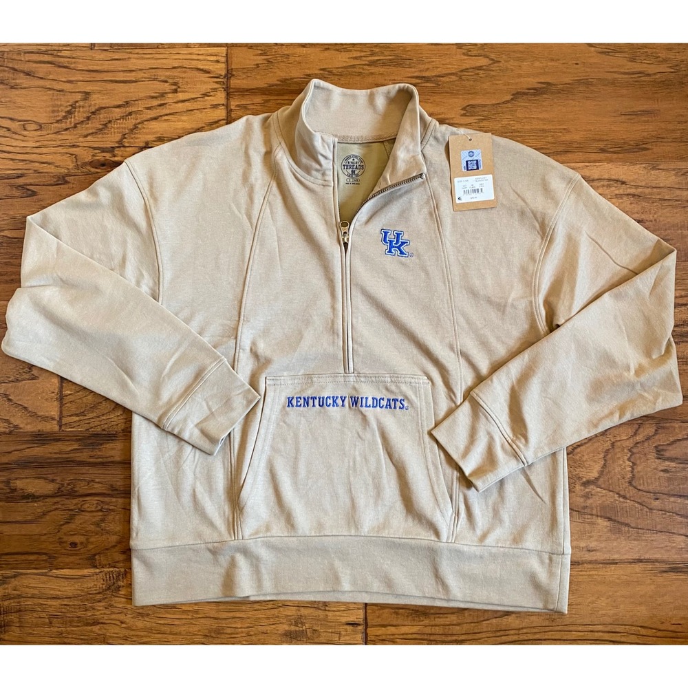 Rivalry Threads Kentucky‎ Wildcats Quarter Zip Sweatshirt Tan Mens Small NEW